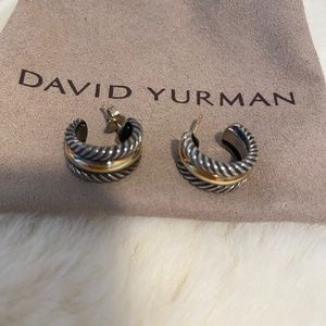 David Yurman Sterling Silver and 14k Gold Earrings Cable Collection